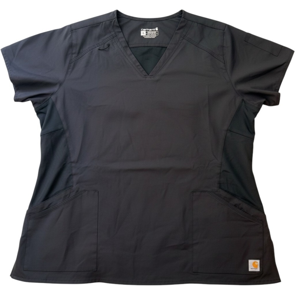 Carhartt Scrub Top Womens XL Black Polyester Liberty V-Neck Modern Fit Workwear